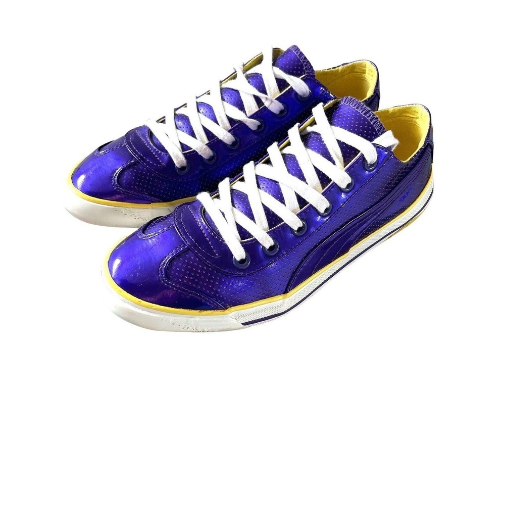 Puma Sneakers Women 8 Purple Yellow Good Iridescent Patent Low Top‎ Perforated